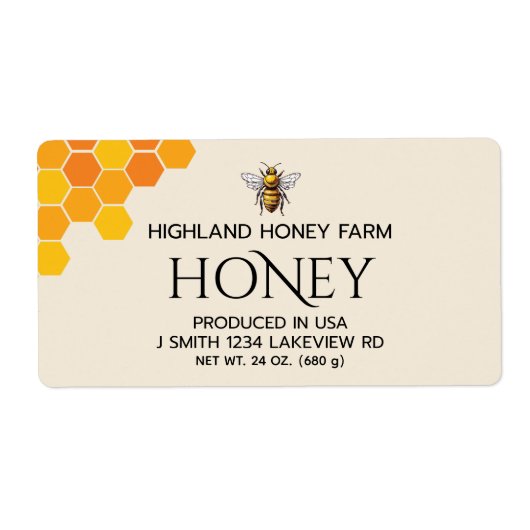 Moderne Elegante Aangepaste Honinglabels Etiket (Voorkant)