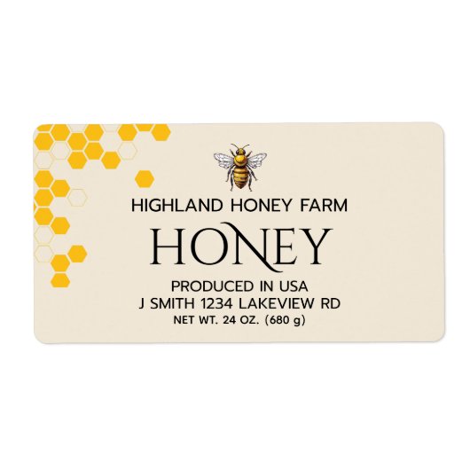 Moderne Elegante Aangepaste Honinglabels Etiket (Voorkant)