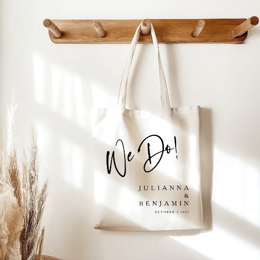 Moderne Elegante Aangepaste Huwelijk Zwart Tekst Tote Bag