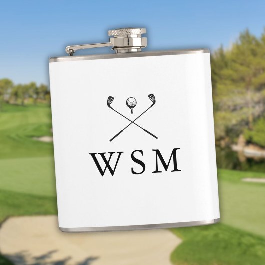 Moderne Elegante Aangepaste Monogram Golfclubs Heupfles