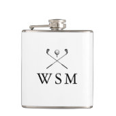 Moderne Elegante Aangepaste Monogram Golfclubs Heupfles (Voorkant)
