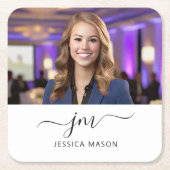 Moderne Elegante Aangepaste Naam Initiaal Script F Kartonnen Onderzetters (Voorkant)