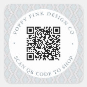 Moderne Elegante Aangepaste QR-code Winkelsticker Vierkante Sticker (Voorkant)