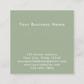 Moderne Elegante Aangepaste Saliegroene QR-code Vierkante Visitekaartje (Achterkant)