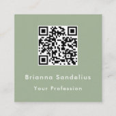 Moderne Elegante Aangepaste Saliegroene QR-code Vierkante Visitekaartje (Voorkant)