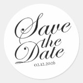 Moderne Elegante Aangepaste Save The Date | Zwarte Ronde Sticker (Voorkant)