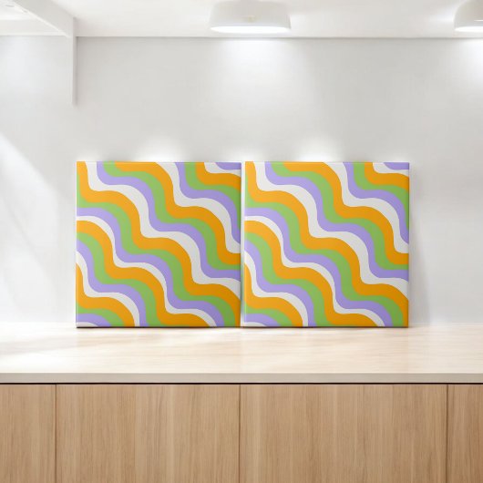 Moderne elegante Abstracte kleurrijke Wavy Stripe Tegeltje