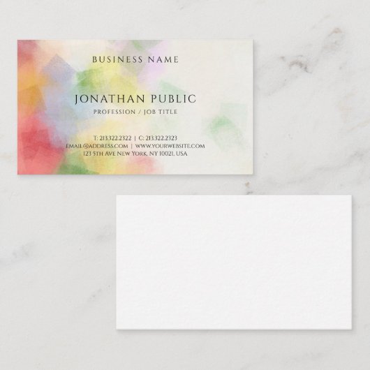 Moderne Elegante Abstracte Kunst Sjabloon Eenvoudi Visitekaartje (Voorkant / Achterkant)