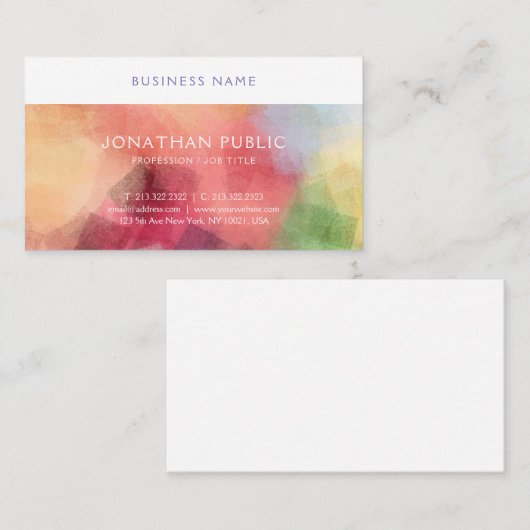 Moderne Elegante Abstracte Kunst Sjabloon Professi Visitekaartje (Voorkant / Achterkant)