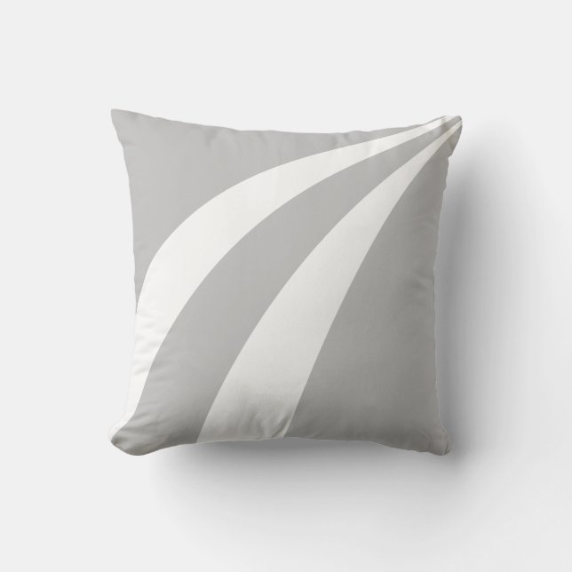 Moderne elegante abstracte lichtgrijze & witte gol kussen (Voorkant)