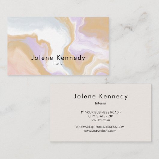 Moderne Elegante Abstracte Perzik Neutrale Abstrac Visitekaartje (Voorkant / Achterkant)