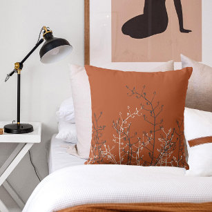 Moderne, elegante Abstracte Rust Brown Grey Flower Kussen