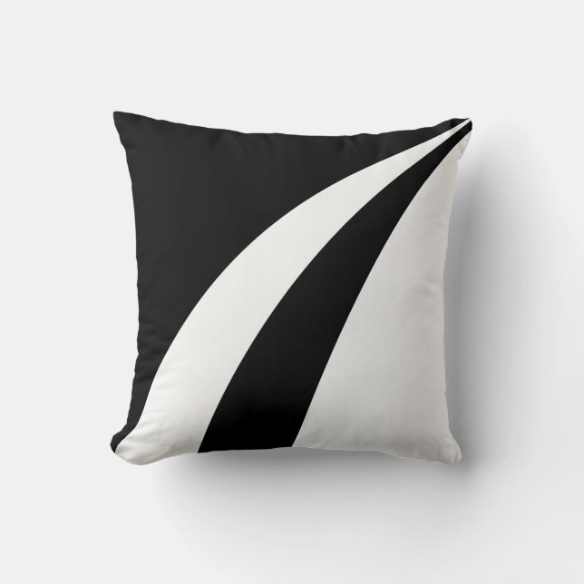 Moderne elegante abstracte zwarte en witte golven kussen (Voorkant)