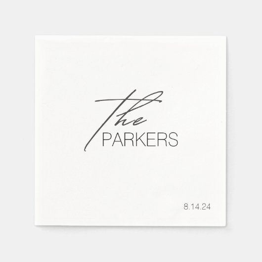 Moderne Elegante Achternaam Custom Wedding Simple Servet (Voorkant)