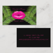 Moderne elegante afbeelding, palmbladeren, lips visitekaartje (Voorkant / Achterkant)