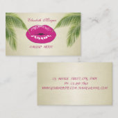 Moderne elegante afbeelding, palmbladeren, lips visitekaartje (Voorkant / Achterkant)