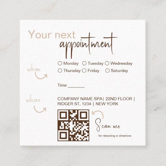 Moderne Elegante afspraakkaart met QRcode Afsprakenkaartje (Voorkant)