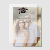 Moderne elegante afstudeerdop Roze strik Afstudere Vellum Uitnodigingen (Offset (Koppel))