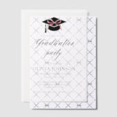 Moderne elegante afstudeerdop Roze strik Afstudere Vellum Uitnodigingen (Offset (Uitnodiging))