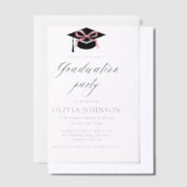 Moderne elegante afstudeerdop Roze strik Afstudere Vellum Uitnodigingen (Offset)