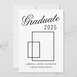 Moderne Elegante Afstudeerfoto Zwart & Wit 2025 Kaart
