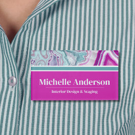 Moderne Elegante Agaat Stijlvol Naambadge