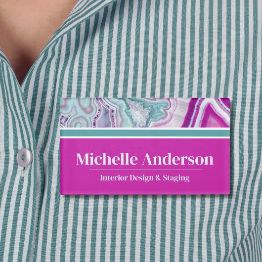 Moderne Elegante Agaat Stijlvol Naambadge