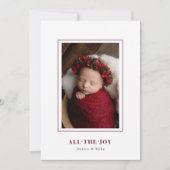 Moderne Elegante Alle Mijn Vreugde Foto Feestdagenkaart (Voorkant)