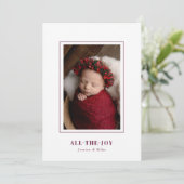 Moderne Elegante Alle Mijn Vreugde Foto Feestdagenkaart (Staand voorkant)