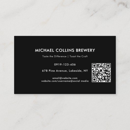 Moderne Elegante Ambachtelijke Brouwerij Bier Cust Visitekaartje (Achterkant)