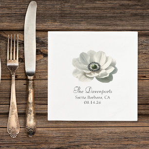 Moderne Elegante Anemoon Bloem Bruiloft Cocktail Servet