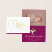 Moderne elegante Angel Baby doop Dank u script Folie Kaarten (Display)