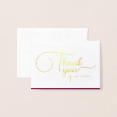 Moderne elegante Angel Baby doop Dank u script Folie Kaarten (Voorkant met envelop)