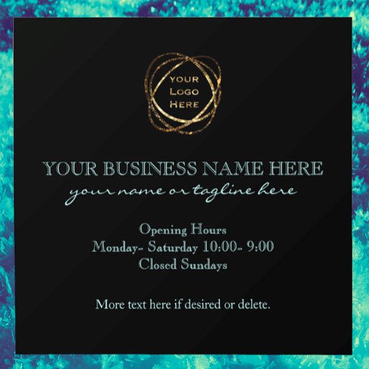 Moderne Elegante Aqua Blauwgroen Custom Business L Raamsticker