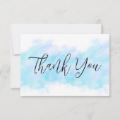 Moderne elegante Aqua Blue Flat Dank u kaarten (Voorkant)