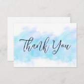Moderne elegante Aqua Blue Flat Dank u kaarten (Voorkant / Achterkant)