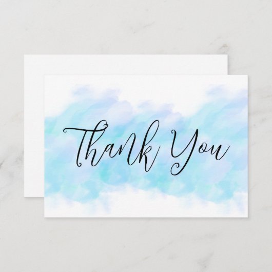 Moderne elegante Aqua Blue Flat Dank u kaarten (Voorkant / Achterkant)