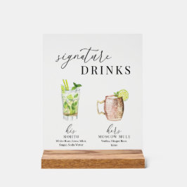 Moderne Elegante Aquarel Handtekening Dranken Acryl Bord