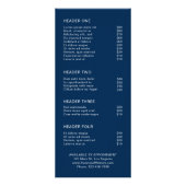 Moderne Elegante Aquarel Marineblauwe Prijslijst Reclamekaart (Achterkant)