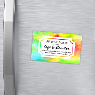 Moderne Elegante Aquarel Yoga Instructeur Magnetisch Visitekaartje