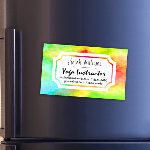 Moderne Elegante Aquarel Yoga Instructeur Magnetisch Visitekaartje