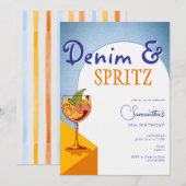 Moderne elegante Arch Denim & Spritz zomerverjaard Kaart (Voorkant / Achterkant)