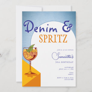 Moderne elegante Arch Denim & Spritz zomerverjaard Kaart