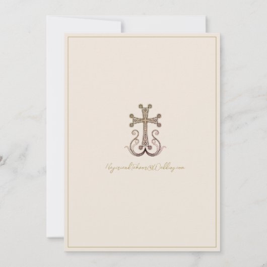 Moderne Elegante Armeense Kruisbruiloft Kaart (Achterkant)