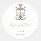 Moderne Elegante Armeense Kruisbruiloft Ronde Sticker (Voorkant)