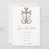 Moderne Elegante Armeense Kruisbruiloft Save The Date (Voorkant)