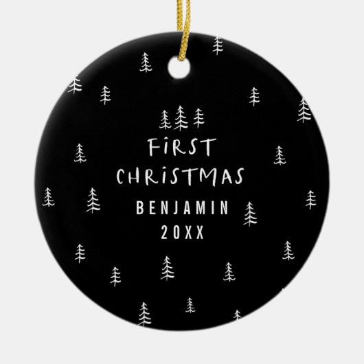 moderne elegante baby eerste kerst - baby keramiek keramisch ornament (Voorkant)