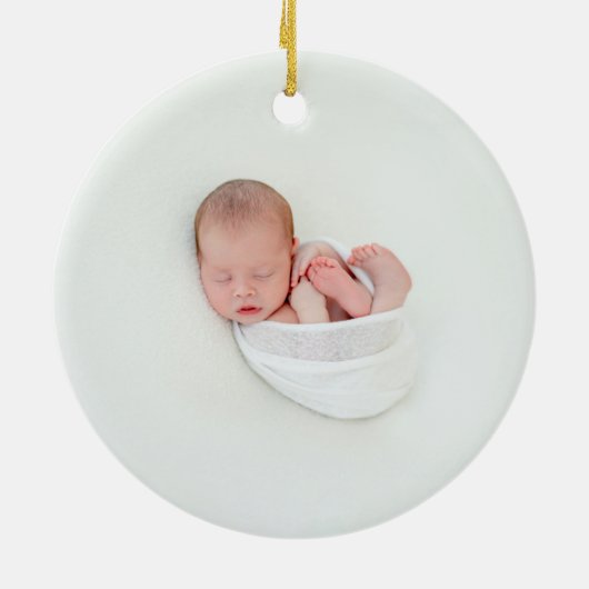 moderne elegante baby eerste kerst - baby keramiek keramisch ornament (Achterkant)