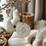 moderne elegante baby eerste kerstfeest baby keramisch ornament<br><div class="desc">Het eerste kerstvakantieontwerp van de baby. Met de hand getekend kerstboompatroon met ruimte voor baby's naam,  jaar en foto en andere details op de achterkant. Een deel van een collectie.</div>