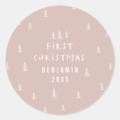 moderne elegante baby eerste kerstfeest baby ronde sticker (Voorkant)